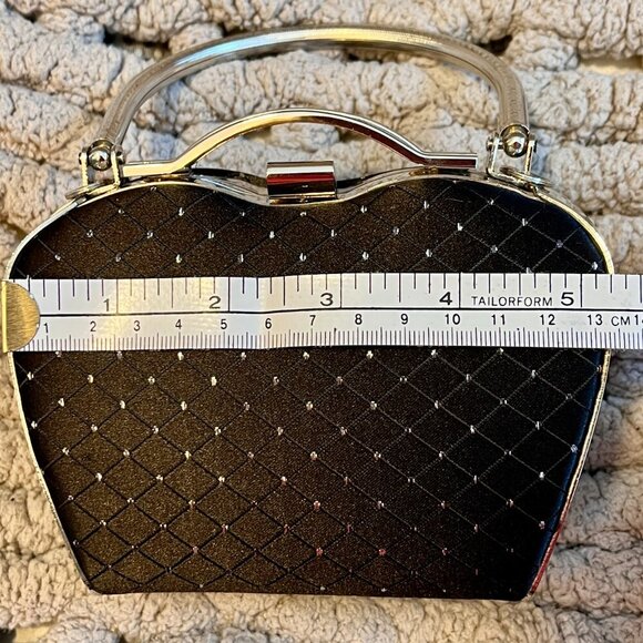 Joy Collection Small Black Hard Shell Evening Clutch Purse - Picture 12 of 16